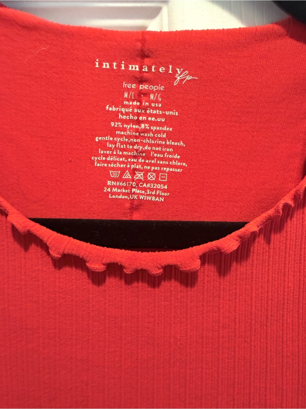 Free People Red Ribbed Ruffle-Edge Tank - Picture 3 of 3